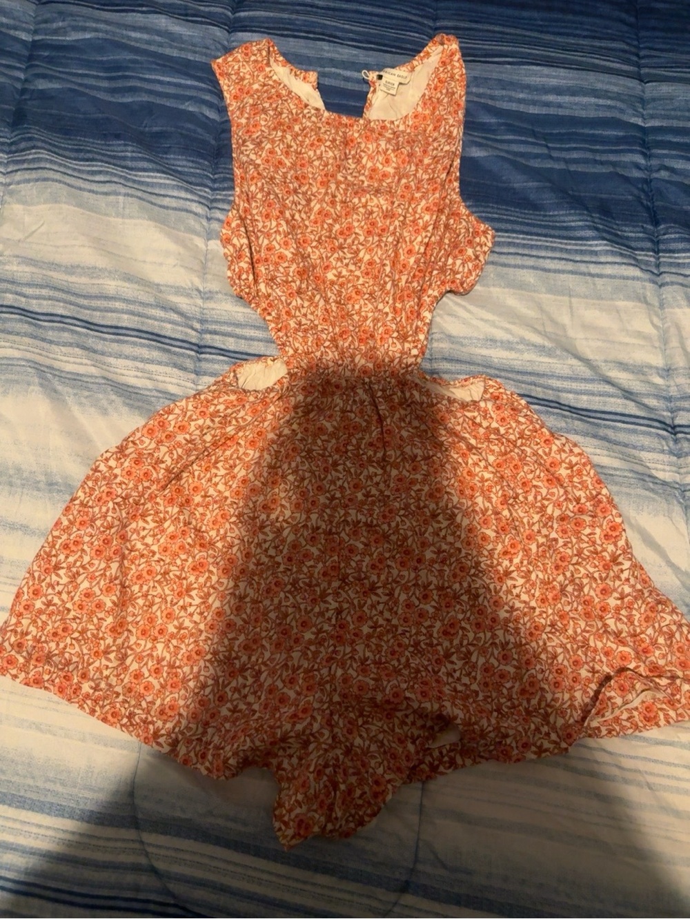 American Eagle Outfitters White Romper with Orange Floral Print